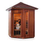 Rustic Full Spectrum Infrared Sauna (4 Person) - Corner Saunas Enlighten Sauna