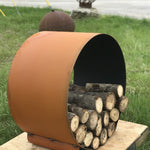 The Orbit Round Steel Log Rack Accessories Fire Pit Art
