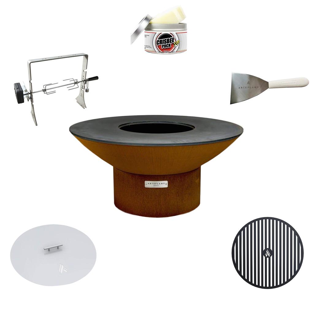 Arteflame Classic 40" Grill Low Round Base - Home Chef Bundle (5 Accessories) Fire Arteflame 