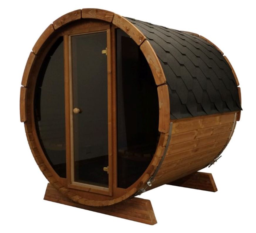 ERGO Glass Front Barrel Sauna (4 Person) Saunas SaunaLife Harvia KIP 6kW 