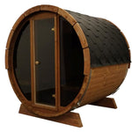 ERGO Glass Front Barrel Sauna (4 Person) Saunas SaunaLife Harvia KIP 6kW 