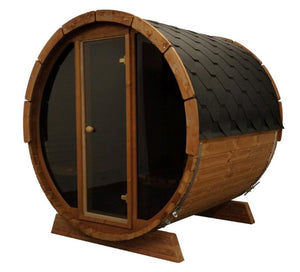 ERGO Glass Front Barrel Sauna (6 Person) Saunas SaunaLife Harvia KIP 8kW 